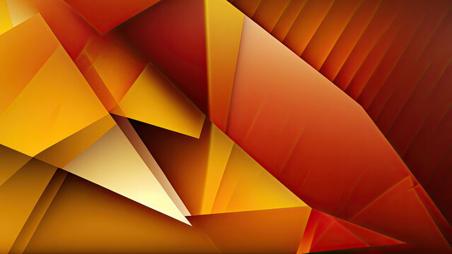 Yellow orange red abstract background for design. Geometric shapes. Color gradient. Modern, futuristic. Light dark shades.Triangles, squares, stripes, lines. Generative AI © Oleksii Halutva