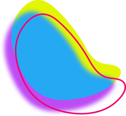Neon blob. A blue and yellow abstract blob is drawn without background