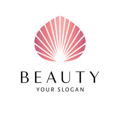 Beauty vector logo design. Seashell flat logotype. Beauty industry and cosmetics logo template.