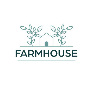 Farm house vector logo design. House and leaves abstract logo template. Gardeningand agriculture logo template. 