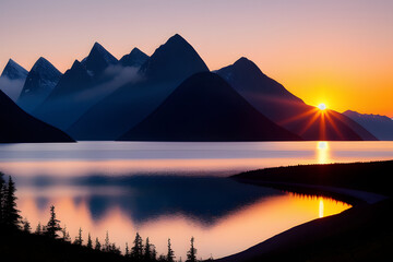 Sunset on Mountains, Misty Fjords National Monument, Alaska