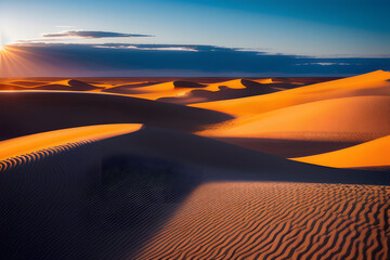 Obraz na płótnie Canvas Sand dunes during golden hour at White Sands National Park in New Mexico, USA landscape
