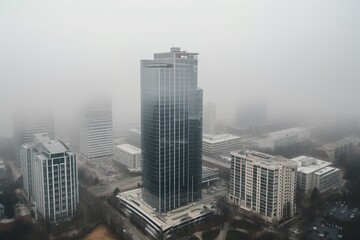 Fototapeta na wymiar Atlanta United States centrum city in fog, generative artificial intelligence