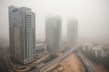 Fototapeta na wymiar Bangalore India centrum city in fog , generative artificial intelligence