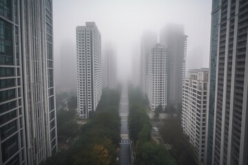 Fototapeta na wymiar Chongqing China centrum city in fog , generative artificial intelligence