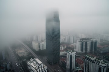  Ho Chi Minh City Vietnam centrum city in fog, generative artificial intelligence