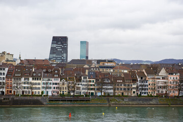 swiss city Basel with skyline in the background