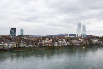 Naklejka premium Basel skyline with Roche towers