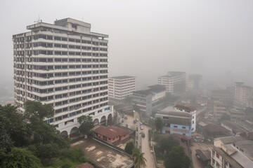 Kinshasa Democratic Republic of the Congo centrum city in fog, generative artificial intelligence
