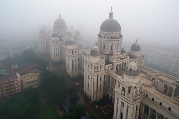 Obraz premium Kolkata India centrum city in fog , generative artificial intelligence 