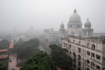 Kolkata India centrum city in fog , generative artificial intelligence
