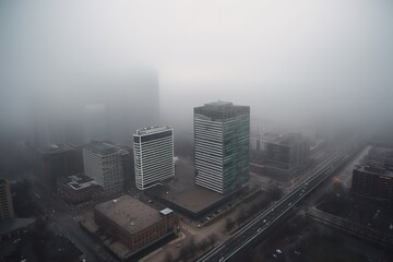 Fototapeta na wymiar London centrum city in fog , generative artificial intelligence