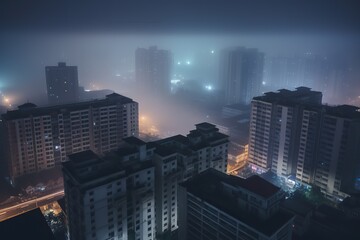 Obraz na płótnie Canvas Manila Philippines centrum city in fog , generative artificial intelligence