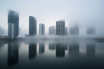 Miami United States centrum city in fog , generative artificial intelligence