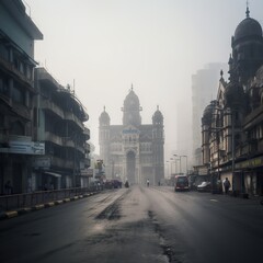 Mumbai India centrum city in fog , generative artificial intelligence - obrazy, fototapety, plakaty
