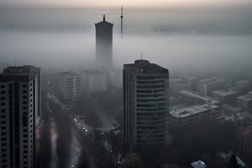 Tehran Iran centrum city in fog , generative artificial intelligence
