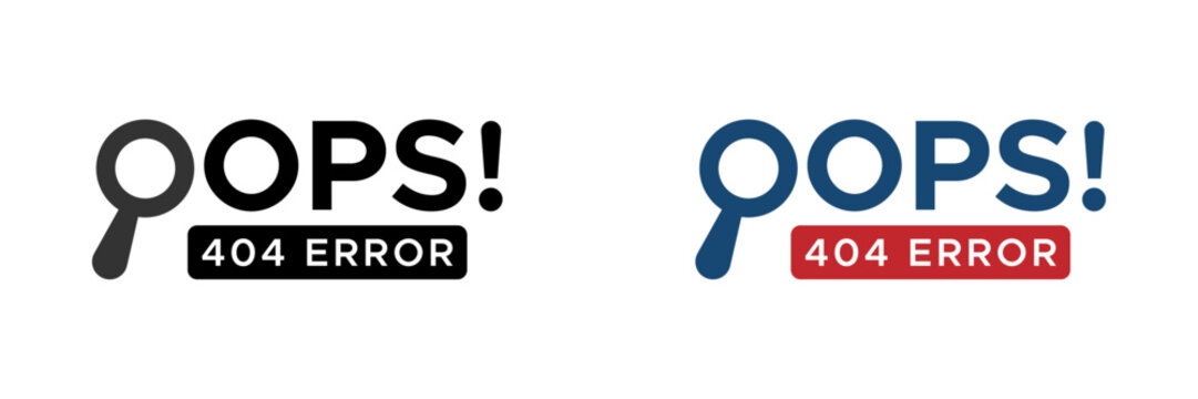Oops 404 error web site vector icons set