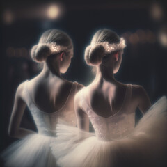Back view of some ballet dancers. Generative AI.