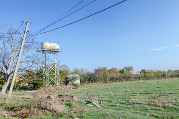 landscape with water tank, Georgia, Nikozi, South Ossetia