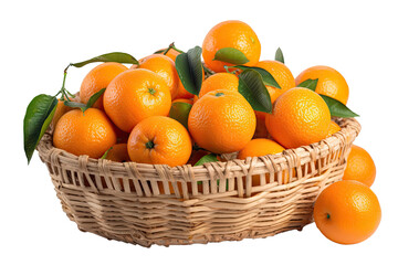 basket of oranges isolated on transparent background made with generative ai