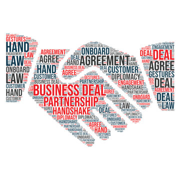 Handshake, business handshake, deal done, handshake icon word cloud art isolated on white background, Word