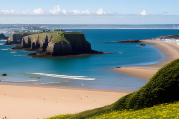 St Brelades Bay, Jersey, U.K. Picturesque coastline in the Summer.