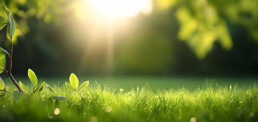 Obraz premium green grass and sun