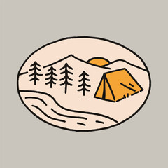 Camping and river graphic illustration vector art t-shirt design