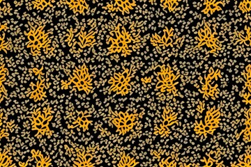 Abstract flower pattern tile. golden white pattern on black background. generative AI 4K Picture