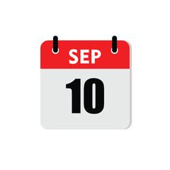 new calendar, calendar isolated on white, desktop calendar, 10 september icon with white background