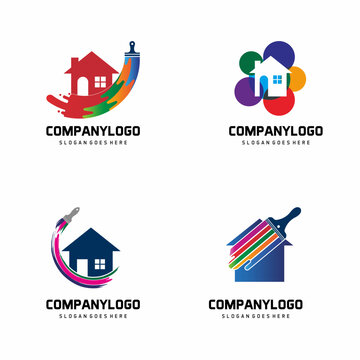 set of house paint logo vrctor icon