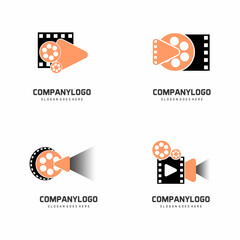 set of media player logo vector icon