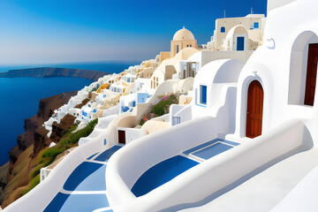 Fototapeta premium White architecture on Santorini island, Greece