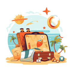 ai generated Illustration of vacation on tropical sunny beach and beautiful sand.