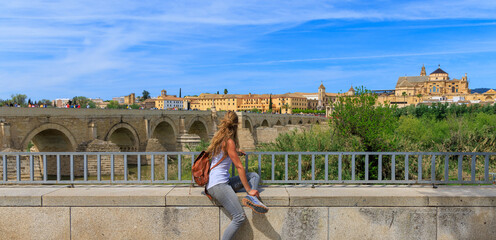 woman tourist enjoying panorama view of Cordoba city landscape- Spain