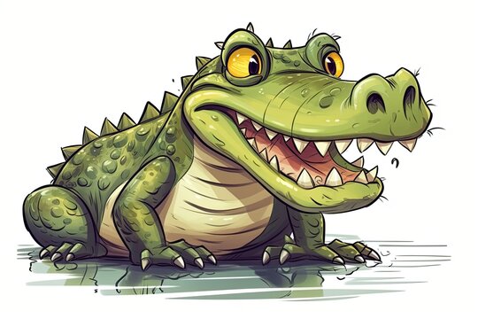 cartoon alligator with an open mouth and sharp teeth. Generative AI