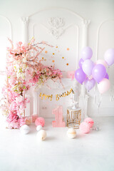 Balloon decoration for baby girl birthday party