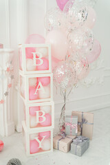 Balloon decoration for baby girl birthday party