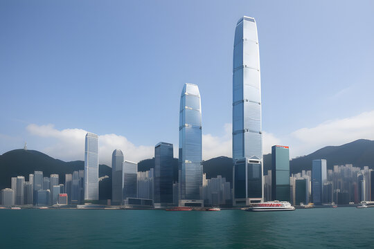Hong Kong Convention and Exhibition Centre and skyscrapers