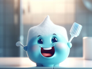 Adorable Tooth Character, Cute Dental Care Generative AI
