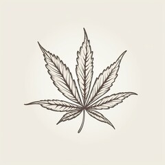 Marijuana leaf. Hand drawn design element cannabis. Vintage black vector engraving illustration for label, poster, web. Generative Ai.