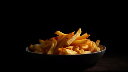 Western style French fries inside delicate plate, generative ai