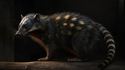 Fototapeta premium A creature with black and grey striped fur, generative ai