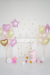 Balloon decoration for baby girl birthday party