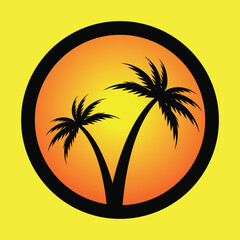 palm tree logo icon design vector isolated illustration