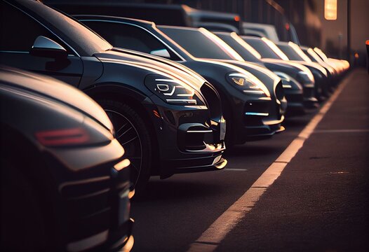 Line of cars marketed as used. Generative AI