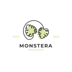 Vector monstera leaf logo design concept illustration idea