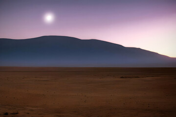 Fototapeta na wymiar Desert landscape at night.