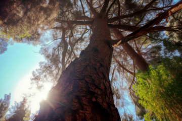 Mediterranean tree in low angle view