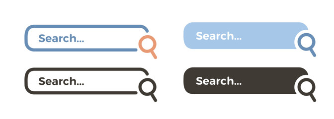 Vector icon illustration graphic element design of a search bar with a magnifier in 4 different styles